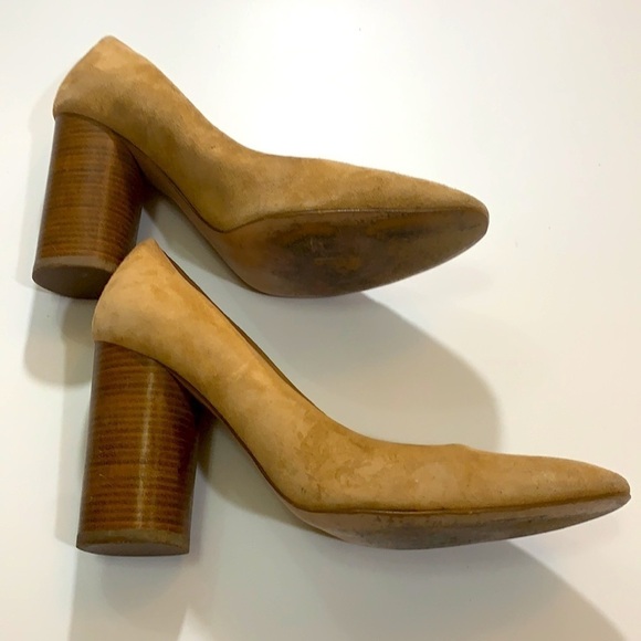 J. Crew Tan suede pump with stacked heel, 7, leather, classic - Picture 4 of 10